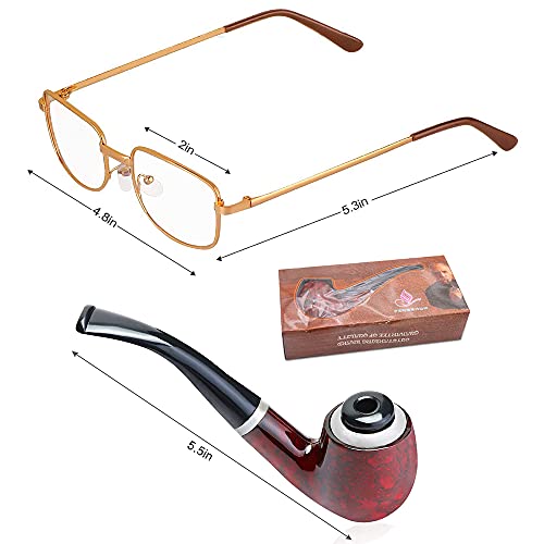 BIQIQI Peluca de Abuelo Disfraz de Anciano con Peluca, Cejas, Bigote y Gafas Redondas para Hombre, Peluca Gris Carnaval Halloween Einstein Abuelo, Viejo, Científico Loco, Mad Scientist, Profesor