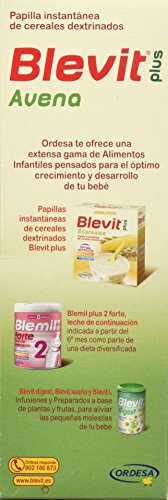 Blevit Plus Avena - Papilla de Cereales para Bebé Sin Azúcares Añadidos - Con Avena y el Trigo para favorecer el tránsito intestinal - Desde los 6 meses - 300g