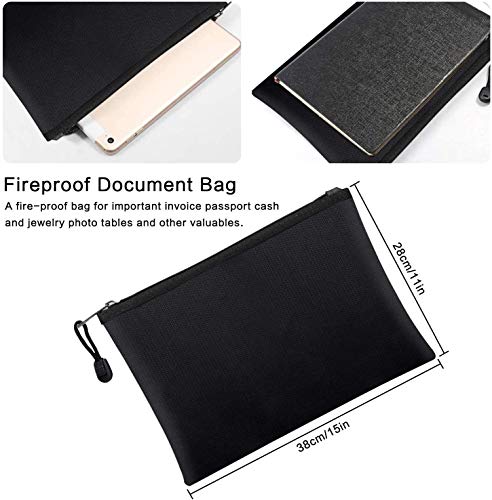 BluePower Bolsa de Documento Ignífuga y Impermeable A4 15"× 11",Bolsa de Batería Seguridad Anti Explosión,porta sobres con cremallera para documentos A4apta para,efectivo, factura,iPad,teléfono móvil