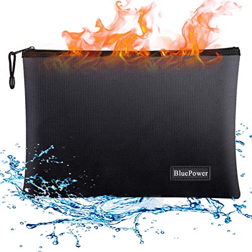 BluePower Bolsa de Documento Ignífuga y Impermeable A4 15"× 11",Bolsa de Batería Seguridad Anti Explosión,porta sobres con cremallera para documentos A4apta para,efectivo, factura,iPad,teléfono móvil