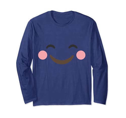 Blushing Emoticon Camisa Amarillo Halloween Manga Larga