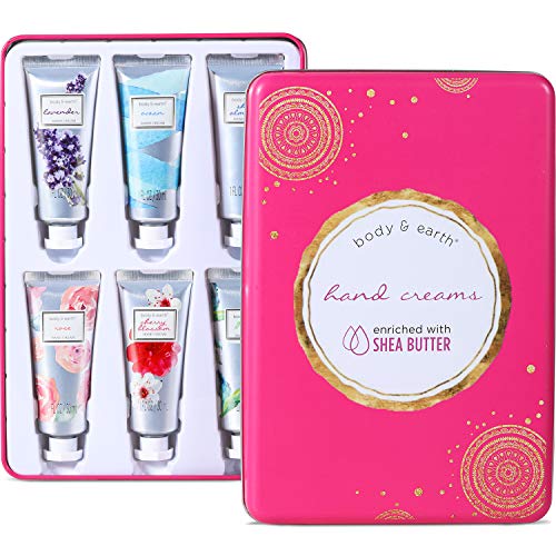 Body & Earth Set de Cremas de Manos para Manos Secas y Ásperas, Rápida Absorción y Ultra Hidratación con Manteca de Karité y Glicerina, Regalos Originales para Mujer (6x1 fl.ozl)