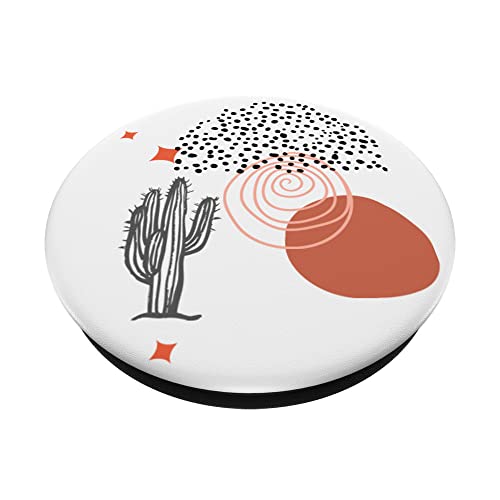 Boho cactus Saguaro naranja quemado con patrón de puntos PopSockets PopGrip Intercambiable