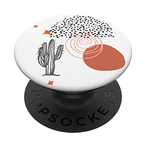 Boho cactus Saguaro naranja quemado con patrón de puntos PopSockets PopGrip Intercambiable