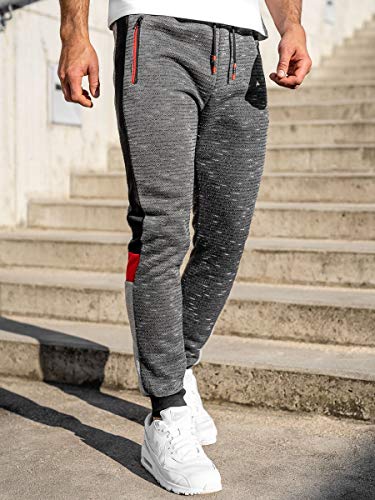 BOLF Hombre Pantalón Deportivo Pantalones De Chándal Jogger Pantalones Holgados de Algodón Estampado Entrenamiento Fitness Jogging Estilo Urbano K60006 Grafito M [6F6]