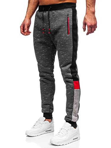 BOLF Hombre Pantalón Deportivo Pantalones De Chándal Jogger Pantalones Holgados de Algodón Estampado Entrenamiento Fitness Jogging Estilo Urbano K60006 Grafito M [6F6]