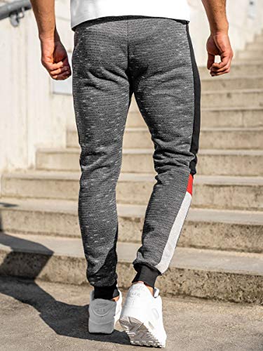 BOLF Hombre Pantalón Deportivo Pantalones De Chándal Jogger Pantalones Holgados de Algodón Estampado Entrenamiento Fitness Jogging Estilo Urbano K60006 Grafito M [6F6]