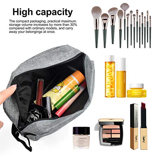 Bolsa de Cosméticos Portátiles, Bolsas de Maquillaje Organizadoras, Make Up Pouch, Neceser de Baño, Neceser Maquillaje Impermeable para Mujeres Hombre y Niñas - Gris