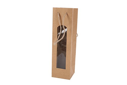 Bolsa para Botella de Vino Kraft con Ventana - Bolsas para Vino Baratas, Originales, Bonitas de Papel, Cartón, Marrones, Kraft. Originales Bolsas Ofertas comprar Online para Bodas, Botellas Vinos