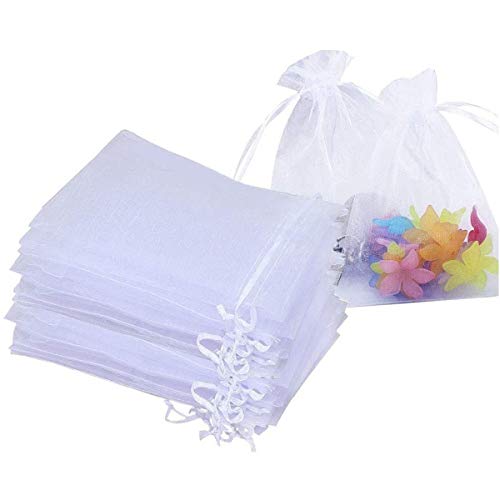 Bolsas de Organza 10X15cm,Bolsita Organza para Regalos-Transparente Blanco