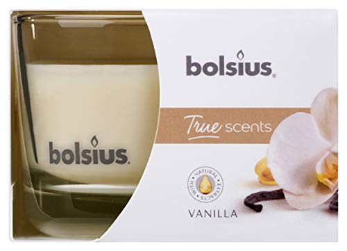 Bolsius True Moods & True SCENTS Vela perfumada (Cristal, tamaño Mediano), diseño de Vainilla, Cera, Blanco, Medium, 435