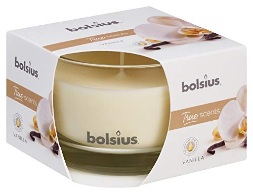 Bolsius True Moods & True SCENTS Vela perfumada (Cristal, tamaño Mediano), diseño de Vainilla, Cera, Blanco, Medium, 435