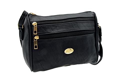 Bolso Bandolera mujer, Bolso para móvil, Bolso Pequeño Mujer, Diseño Moderno de Moda, Básico Elegante y Casual, Correa Regulable. Botón Imantado y Cremallera, Bandolera Mujer Piel (Negro)