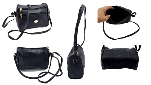 Bolso Bandolera mujer, Bolso para móvil, Bolso Pequeño Mujer, Diseño Moderno de Moda, Básico Elegante y Casual, Correa Regulable. Botón Imantado y Cremallera, Bandolera Mujer Piel (Negro)