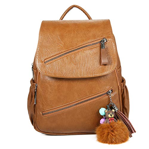 Bolso Mochila Cuero Mujer Antirrobo Mochilas Mujer Casual, JOSEKO Ligero de PU Impermeable Mochila de Viaje de Gran Capacidad Bolsa de Hombro Convertible con Adorno Colgante Tassel