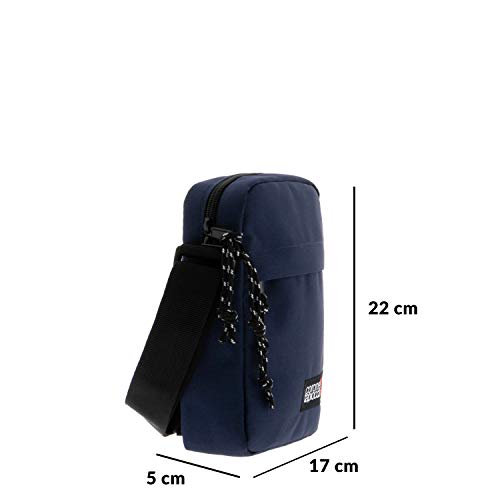 Bolso para Hombre Bolso Bandolera Coronel Tapiocca Casual con Solapa Bolsillos y Cremallera Denim 17.5 x 22 x 5.6 cm Azul Marino