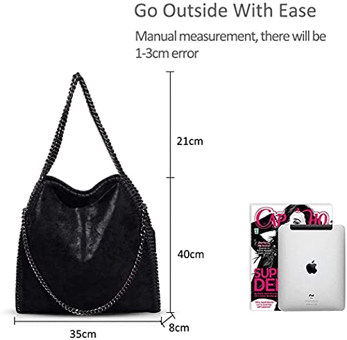 Bolsos de Bandolera para Mujer Bolso Bandolera de Cadena para Mujer Bolso de Bandolera para Mujer Bolso Bandolera Grande Mensajero sólido Casual Hobo (Negro)