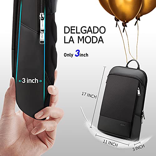 BOPAI Mochila Pase de Hombres y Mujeres Impermeable Mochila para Portátil Ligera Súper Delgada de 15 Pulgadas Hombres Mochila Antirrobo Ultraligera Mochila de Daypacks Negocios, Negro