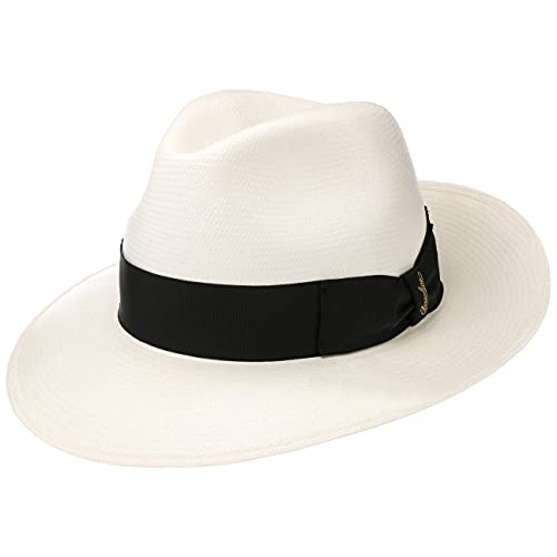 Borsalino Sombrero Panamá Big Brim Mujer/Hombre - Made in Italy Paja de Bogart con Banda Grosgrain, Grosgrain Primavera/Verano - 63 cm Natural