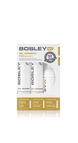 Bosley MD BOSDefense Kit Color Safe Int'l - 1x 150nl Shampoo, 1x 150ml Conditioner, 1x 100ml Thickening Treatment