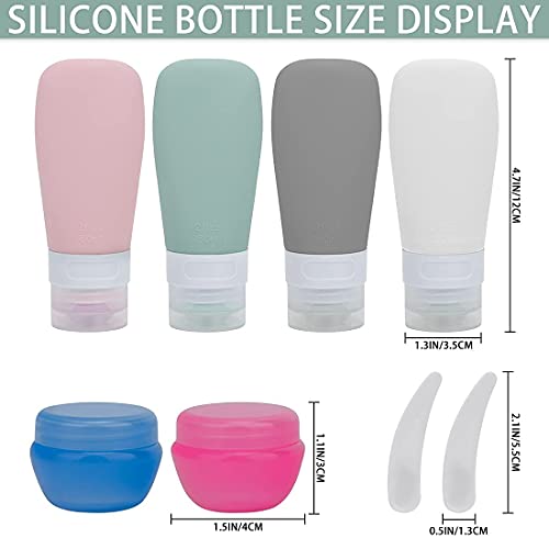 Botellas de Viaje, Contenedores de Viaje de Silicona con Bols,Botella de Viaje de Silicona a Prueba de Fugas Usado para champús, lociones y Cosmético, FDA Certified BPA Free（60ml）