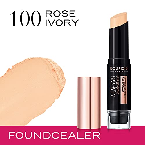 Bourjois Always Fabolous Foundcealer Stick Base de Maquillaje Correctora Tono 100 Rose Ivory (Pieles Claras) - 7.3 gr