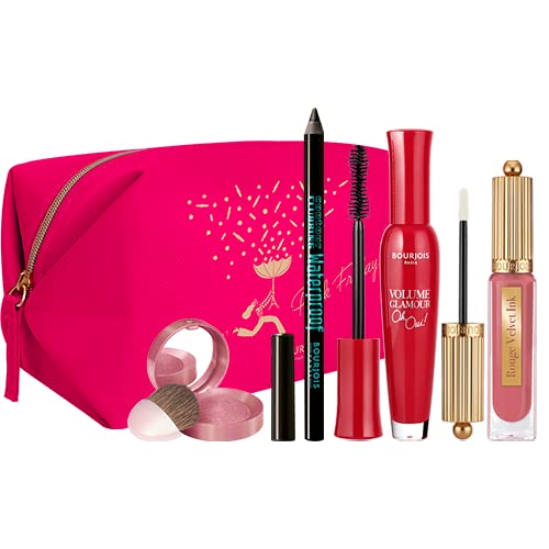 Bourjois neceser exclusivo, contiene: Bourjois Velvet Ink labial liquido, Bourjois Volume Glamour máscara de pestañas, Bourjois Contour Clubbing delinedor de ojos, Bourjois Fard Joues colorete.