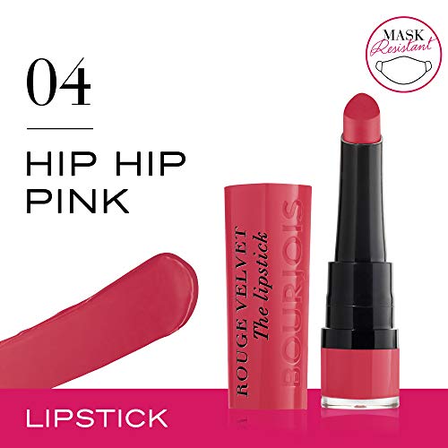 Bourjois Velvet The Lipstick Barra de Labios Tono 04 (Hip Hip Pink), 2.3 gr