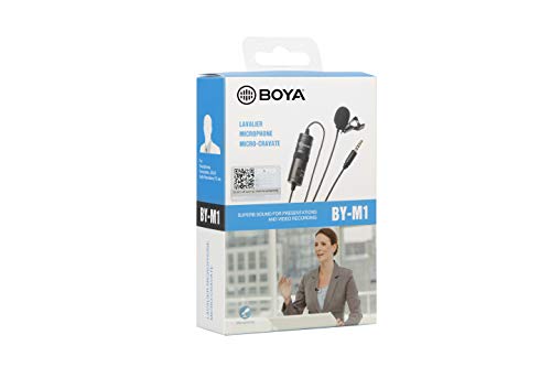 BOYA BY-M1 3,5 mm Micrófono lavalier negro para smartphone y cámara canon o nikon