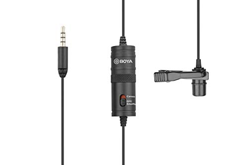 BOYA BY-M1 3,5 mm Micrófono lavalier negro para smartphone y cámara canon o nikon