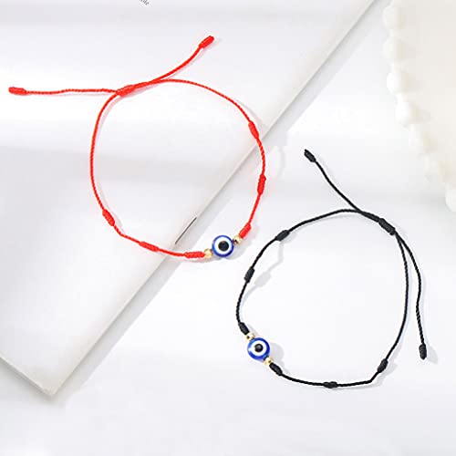 Branets 2 piezas Pulsera Mal de Ojo - Pulsera de protección de la suerte con 7 Nudos Contra el Mal de ojo para mujeres y niñas