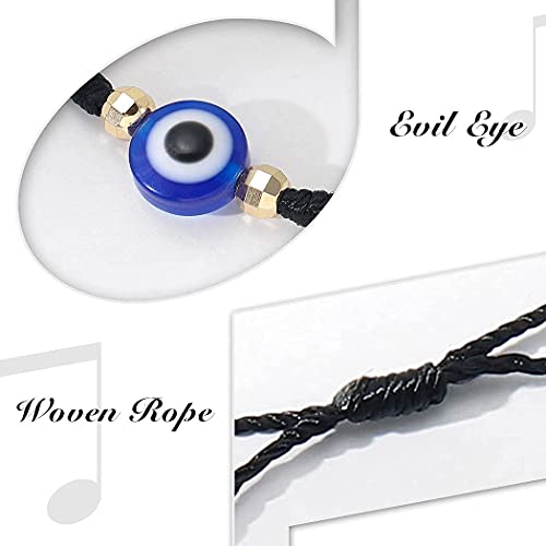 Branets 2 piezas Pulsera Mal de Ojo - Pulsera de protección de la suerte con 7 Nudos Contra el Mal de ojo para mujeres y niñas