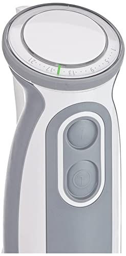 Braun Minipimer 5207 - Batidora de Mano, 1000 W, 21 Velocidades y Función Turbo, Campana Anti-salpicaduras, Powerbell Plus, Easy-Click, Incluye Varillas, Pasapuré, Vaso Medidor de 600 ml, Blanco