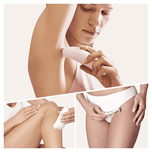 Braun Silk-épil 5 Depiladora Mujer 3 en 1 con Tecnología Micro-Grip, Cabezal de Afeitado y Recorte y Perfilador Línea Bikini, Uso en Seco y en Mojado, Inalámbrica, 5-820, Blanco/Rosa