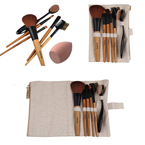 Brissa España. Brochas de Maquillaje Baratas. Set Brochas Pinceles Imprescindibles Ecológicas para Maquillaje Básico, Iniciación, Bolso, Viaje.