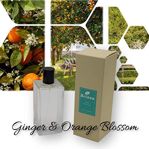 Brissa España. Difusor ambientador casa en Spray Aromas Ginger&Orange Blossom. Home fragance Luxury con Perfume Duradero. Hecho en España.