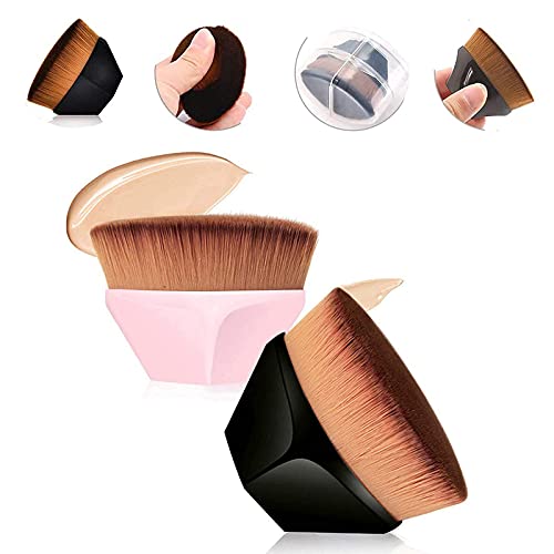 Brocha para Base de Maquillaje,2 pcs Cepillo para Cosméticos,Pincel de Base,Brochas de Maquillaje Profesional,Brocha Líquida para Base de Maquillaje,para Mezclar Cosméticos,Líquido o Polvos