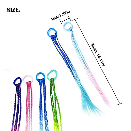 Cabello Trenzado para Extensiones de Cabello para Niños Pelo Trenzado de Fibra Trenza de Pelo Niñas Pelucas Multicolor del Arco Lris Extensiones de Cabello con Gomas del Pelo para Pelo 6 piezas