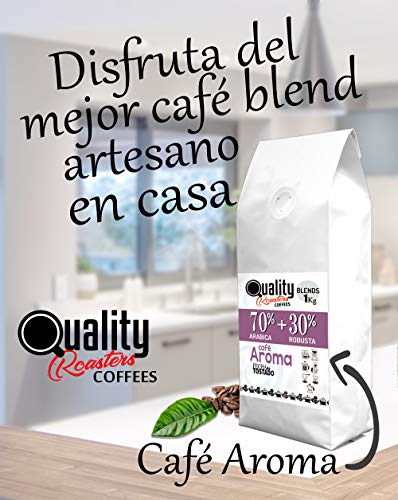 ☕ Café en grano natural "Aroma". 70% Arabica + 30% Robusta. 1Kg. Blend. Tostado artesanal.