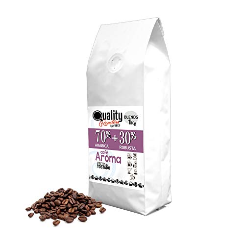 ☕ Café en grano natural "Aroma". 70% Arabica + 30% Robusta. 1Kg. Blend. Tostado artesanal.