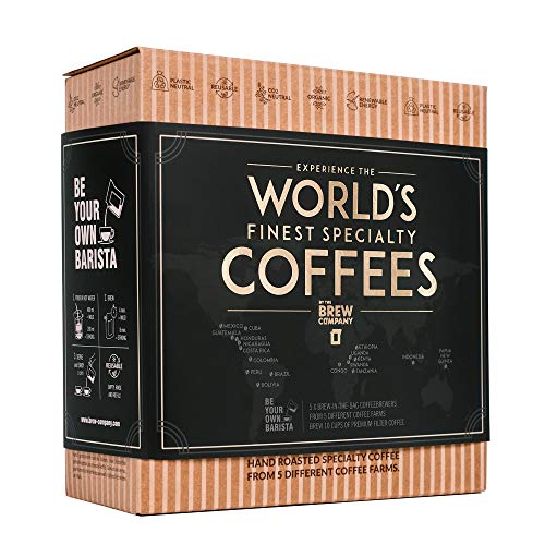 Caja Regalo de Cafe Especialidad apta Para Hombre y Mujer - Paquete de Degustación Gourmet con 5 de Los Mejores Cafés Molidos Orgánicos Del Mundo | Para Prepararlo y Disfrutar Donde y Cuando Quiera