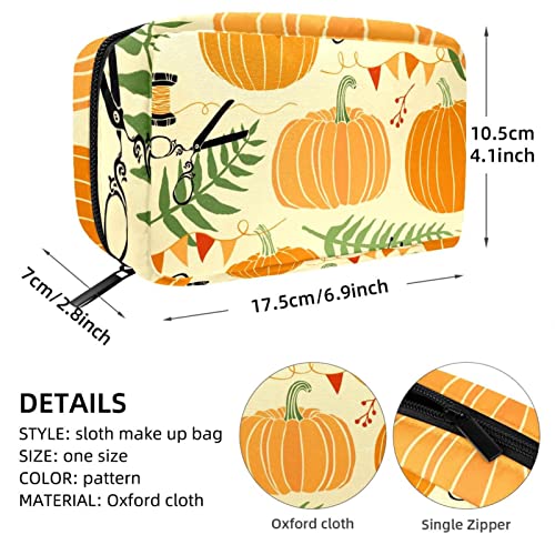 Calabaza otoño bolsa de cosméticos bolsa de almacenamiento portátil organizador de viaje bolsa de maquillaje para mujeres niñas, Calabaza otoño, 6.9x4.1x2.8 inches, Bolsa de maquillaje