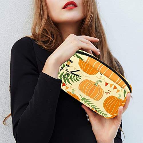 Calabaza otoño bolsa de cosméticos bolsa de almacenamiento portátil organizador de viaje bolsa de maquillaje para mujeres niñas, Calabaza otoño, 6.9x4.1x2.8 inches, Bolsa de maquillaje