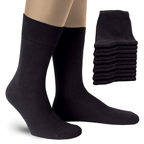 Calcetines hombres y mujeres 39-42 - Calcetines negros algodón trabajo y negocios - Calcetín clásico cómodo – Calcetines largos mujer - Calcetines altos hombre - tallas 39, 40, 41, 42 - Pack de 5