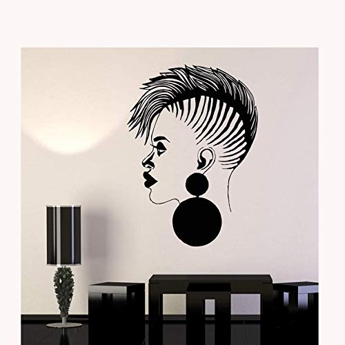 Calcomanía de vinilo para pared de salón de pelo personal, salón de belleza para mujer africana, pegatina negra para mujer, decoración de ventana de peluquería, A7 42X60cm