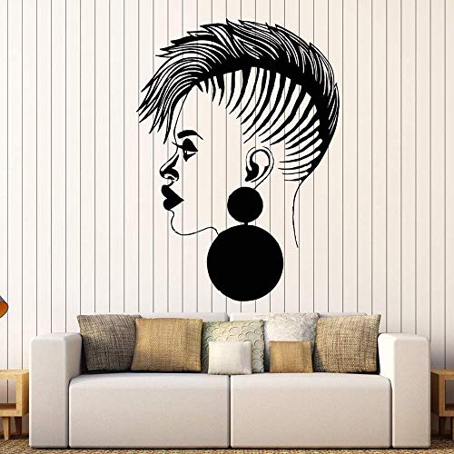 Calcomanía de vinilo para pared de salón de pelo personal, salón de belleza para mujer africana, pegatina negra para mujer, decoración de ventana de peluquería, A7 42X60cm