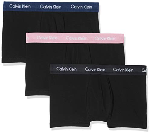 Calvin Klein 3 Pack Low Rise Trunks-Cotton Stretch Bóxers, Negro (B-Blue/Sweetheart/Charcoal H WB Jyj), XS (Pack de 3) para Hombre