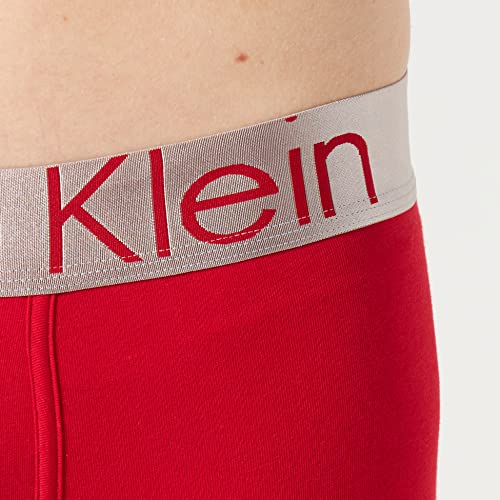 Calvin Klein 3 Pack Trunks-Steel Cotton Bóxers, Rustic Red/Black/Soft Grape, L (Pack de 3) para Hombre