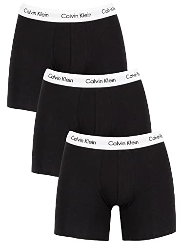 Calvin Klein 3Er-Pack Boxershorts-Cotton Stretch Bóxers, Negro (Black W. Black WB Xwb), M 3 para Hombre