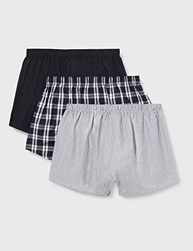 Calvin Klein Boxer Wvn 3pk Calzoncillos, Azul (Tide/Morgan Plaid/Montague Stripe Tmm), L (Pack de 3) para Hombre